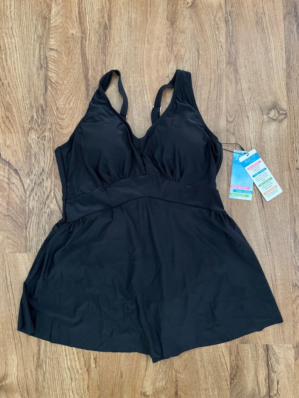 NWT Simply Fit Swimwear Empire One-Piece Tummy Control Swimdress XL